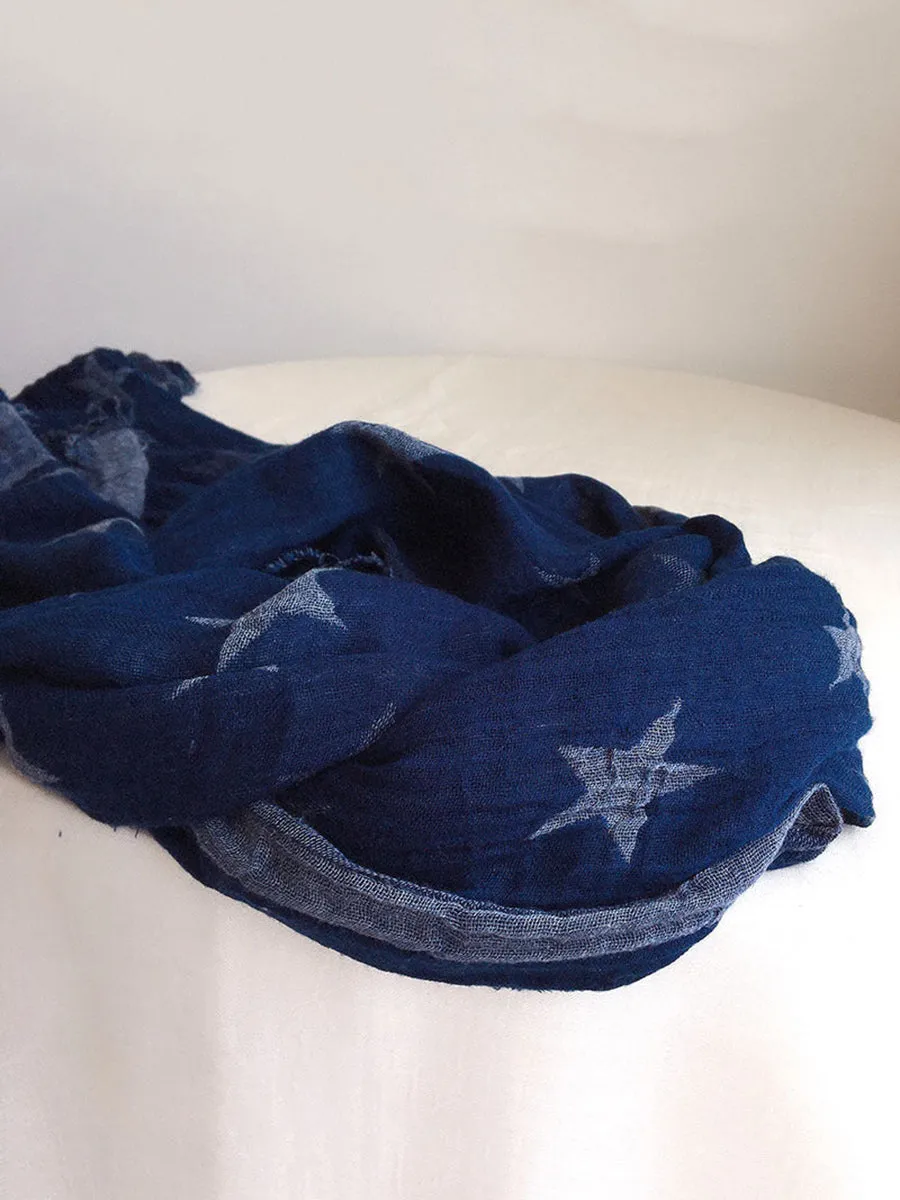 🎁 Women Retro Geometric Batik Blue Tassel Shawl Scarf (100% off)