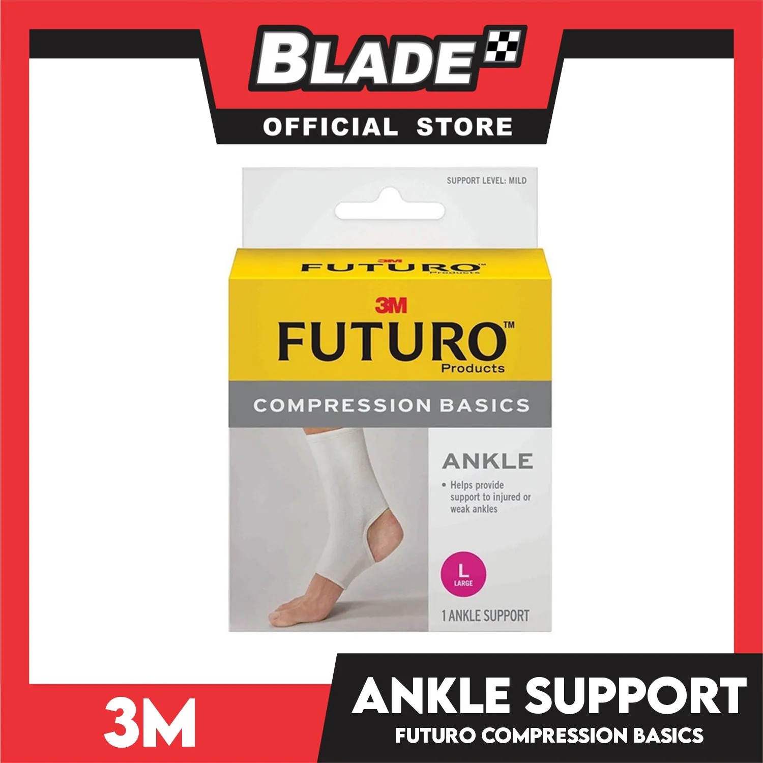3M Futuro Compression Basics Elastic Knit Ankle Support 1pc. (Large) Helps Provide Support To Injured Or Weak Ankles