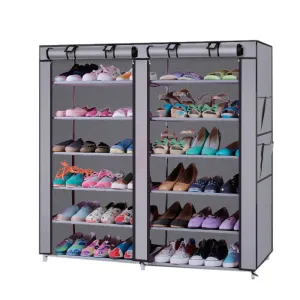6 Layer 36 Shoe Rack Storage Organizer Wardrobe Rack With Shelves Closet Grey