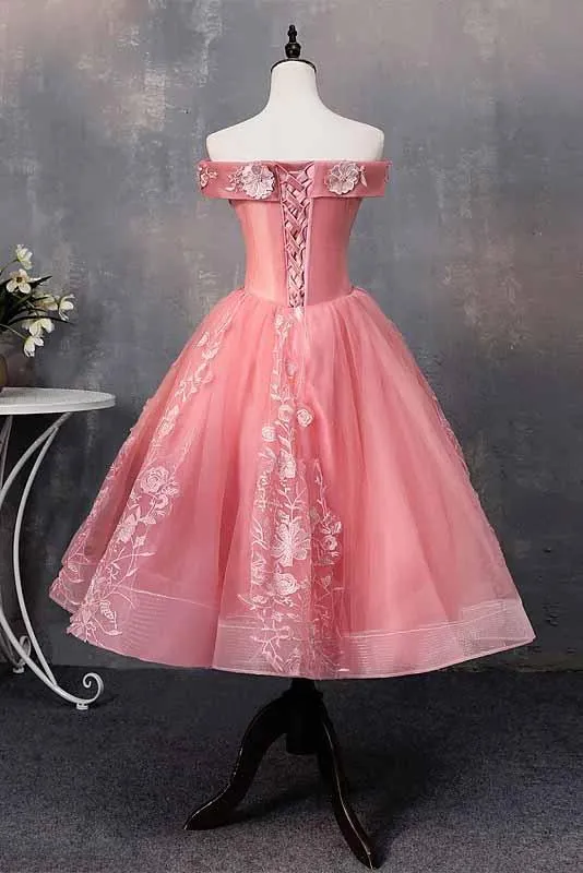 A-line Off the Shoulder Short Prom Dresses With Appliques Prom Dress YZ211005