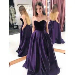 A-line Strapless Sweetheart Elegant Purple High Quality Affordable Prom Dresses, Prom Dress PD1816