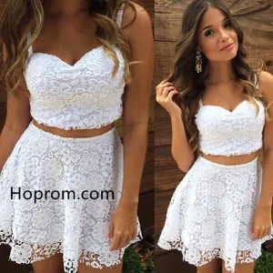 A-lineWhite Top Short Two-Piece Summer-Women-Dress