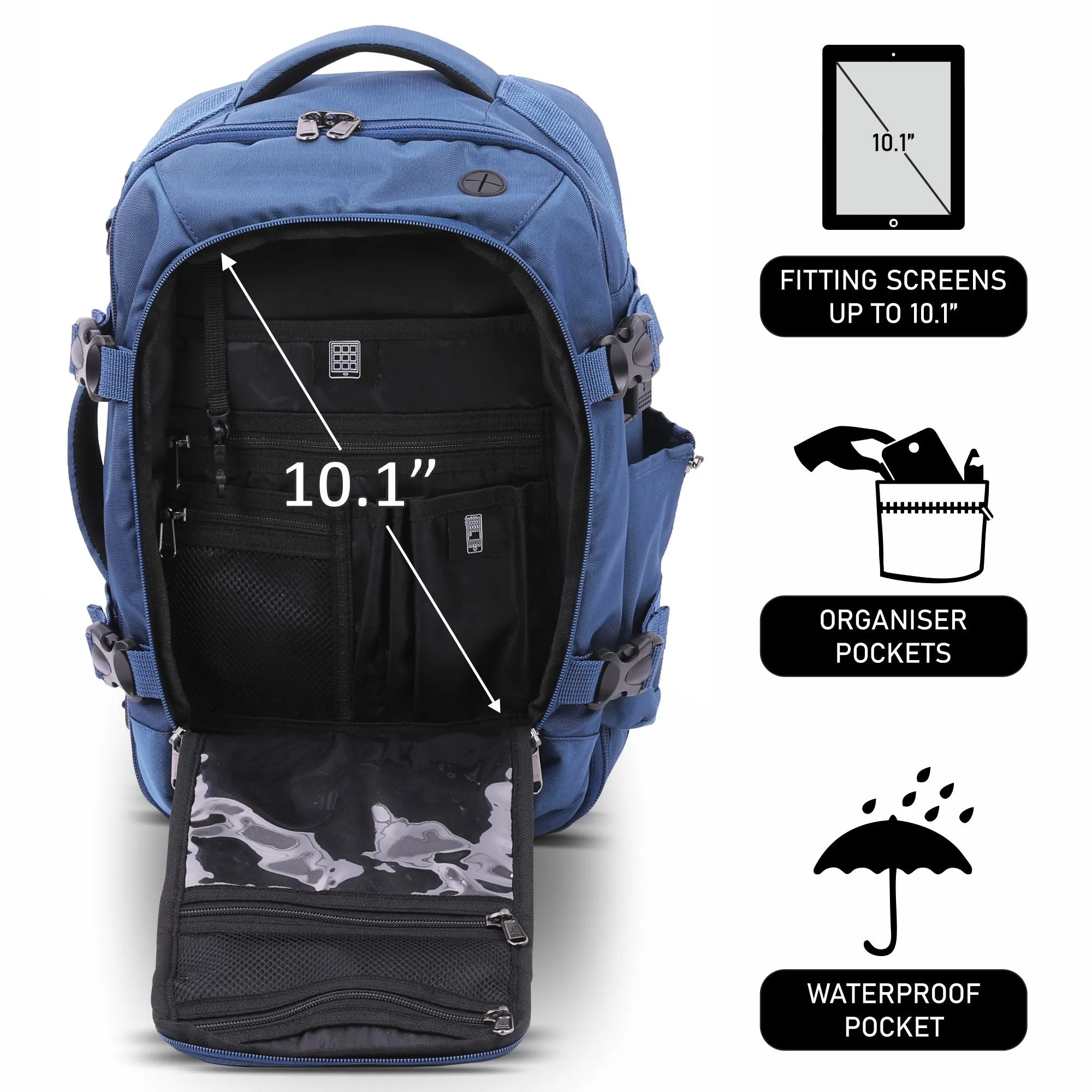 Aerolite (40x20x25cm) 3 in 1 Cabin Luggage Approved Flight Backpack, New and Improved 2024 Ryanair Maximum Size with YKK Zippers, Black