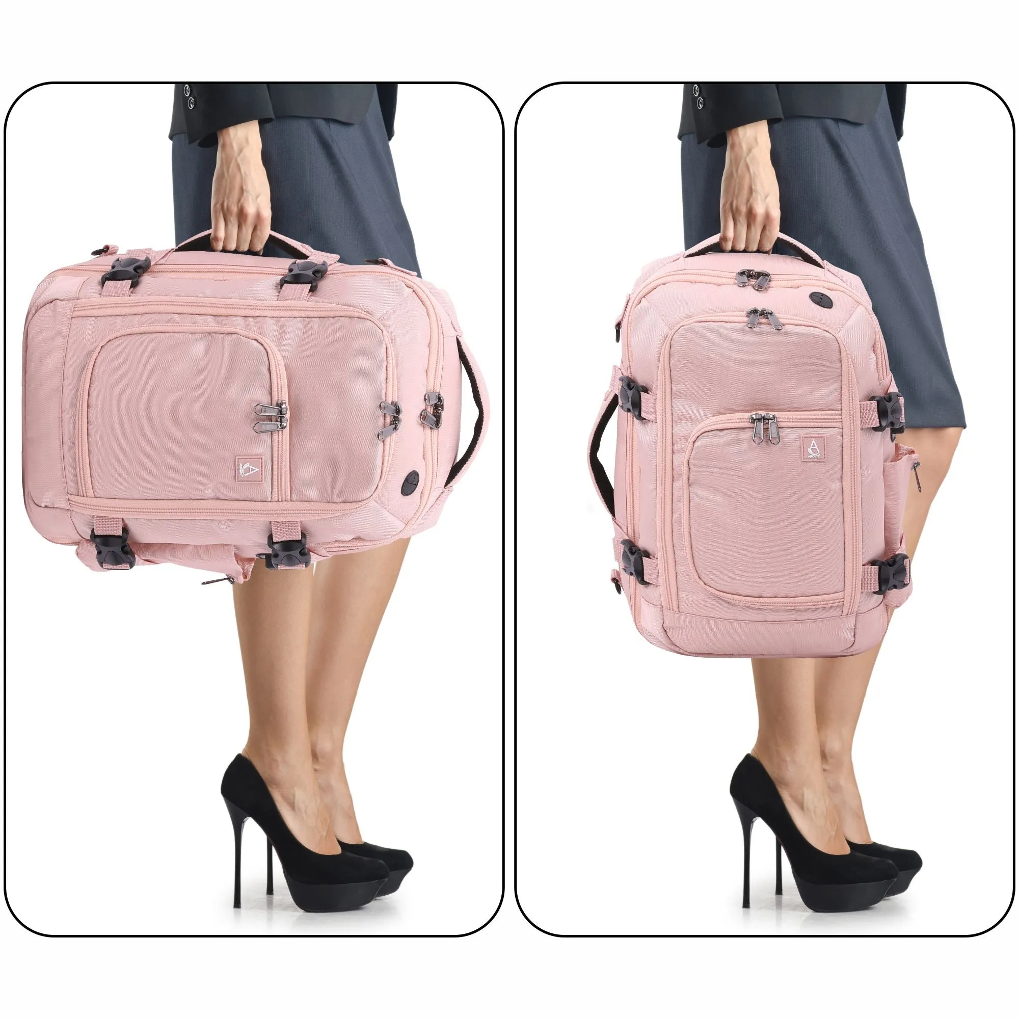 Aerolite (40x20x25cm) 3 in 1 Cabin Luggage Approved Flight Backpack, New and Improved 2024 Ryanair Maximum Size with YKK Zippers, Black