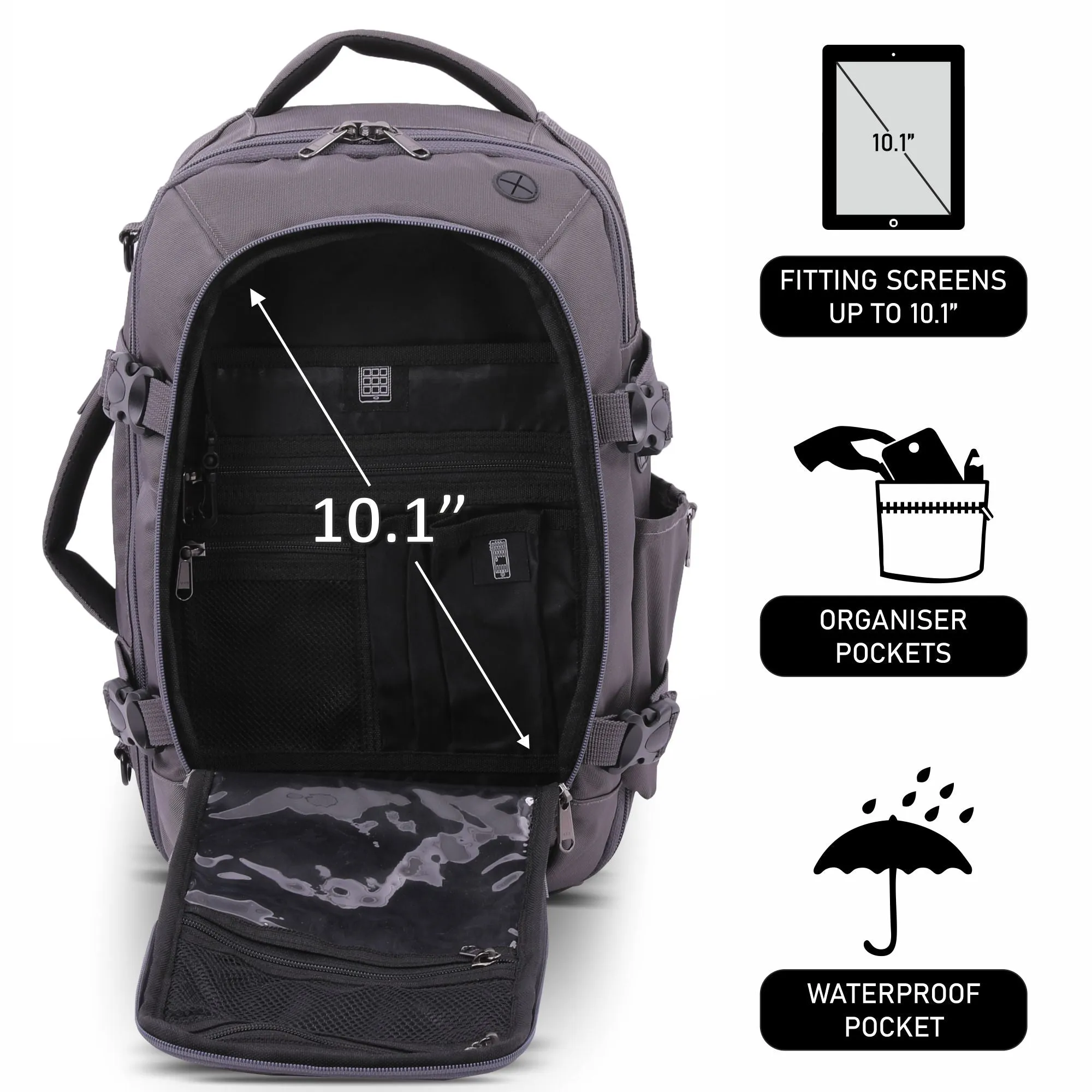 Aerolite (40x20x25cm) 3 in 1 Cabin Luggage Approved Flight Backpack, New and Improved 2024 Ryanair Maximum Size with YKK Zippers, Black