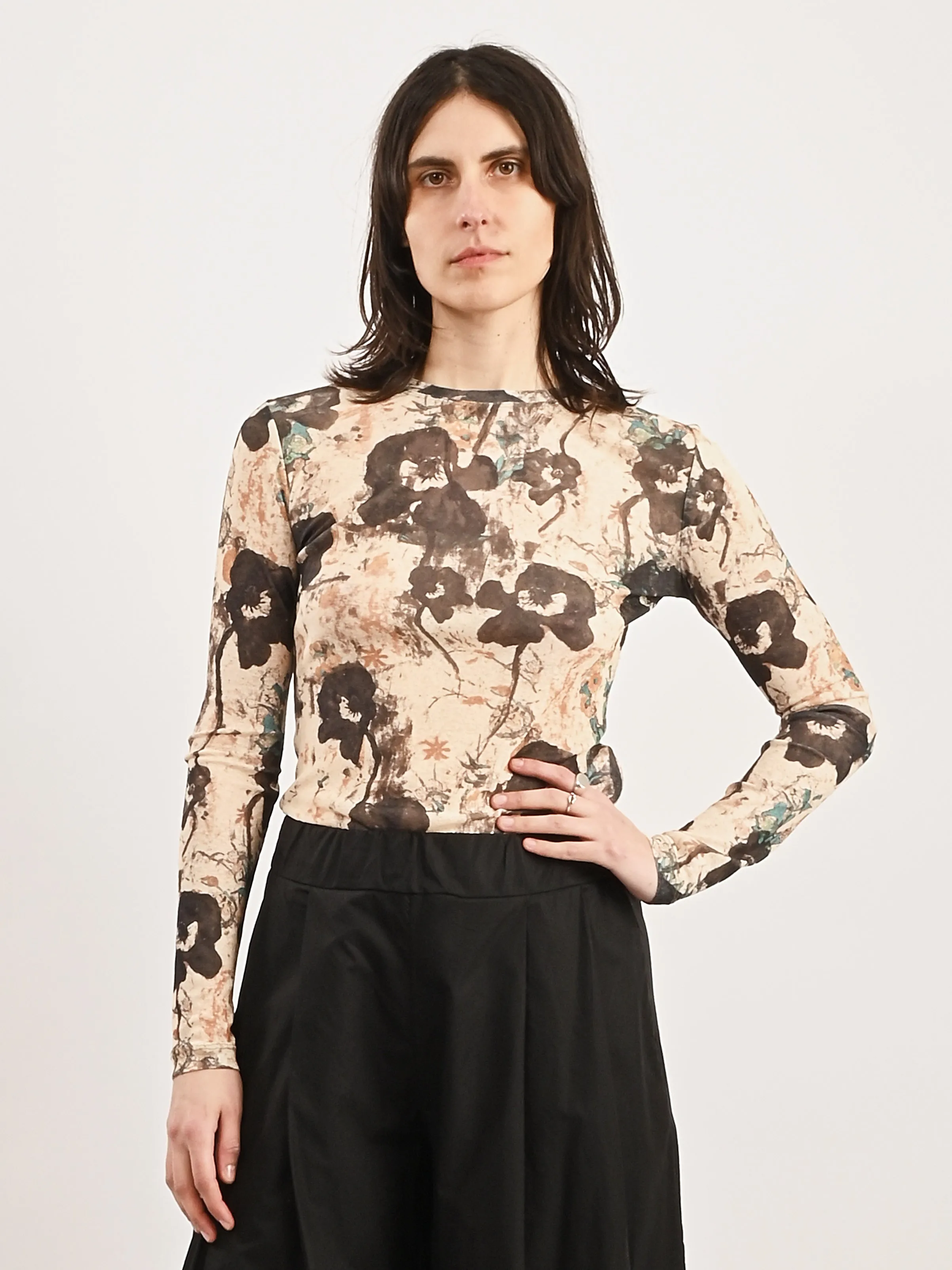 Afterglow Printed Marl Mesh L/S Top