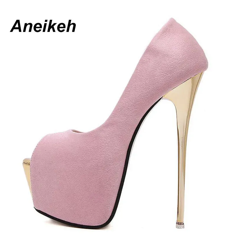 Aneikeh Flocked Peep Toe Super High Skinny Heels