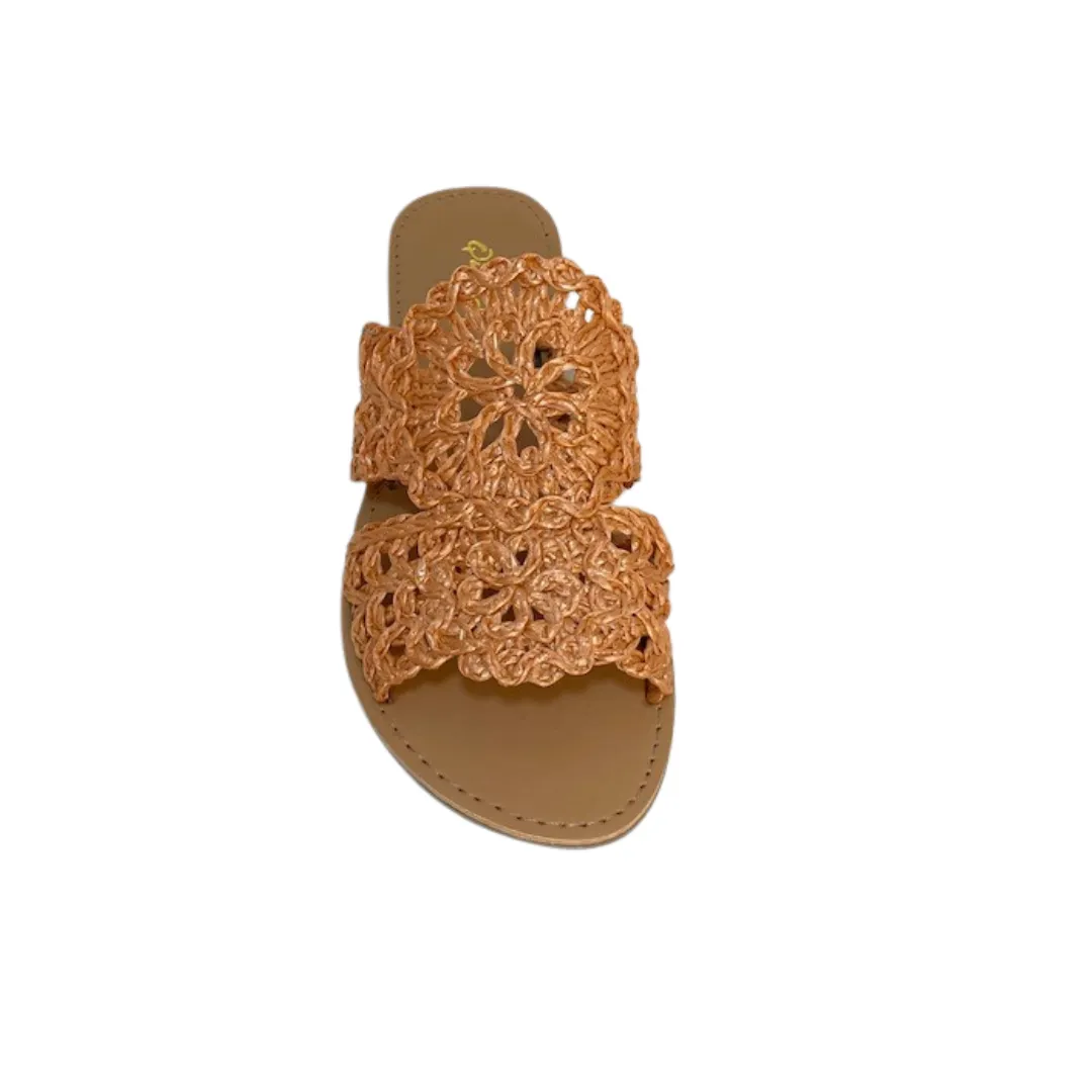 Ash coral raffia sandal