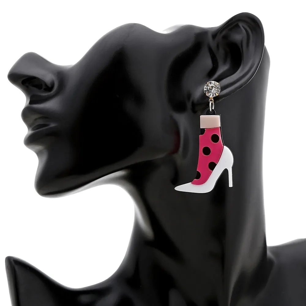 Barbie Inspired High-heeled Shoes 80s Retro Style Acrylic Earrings