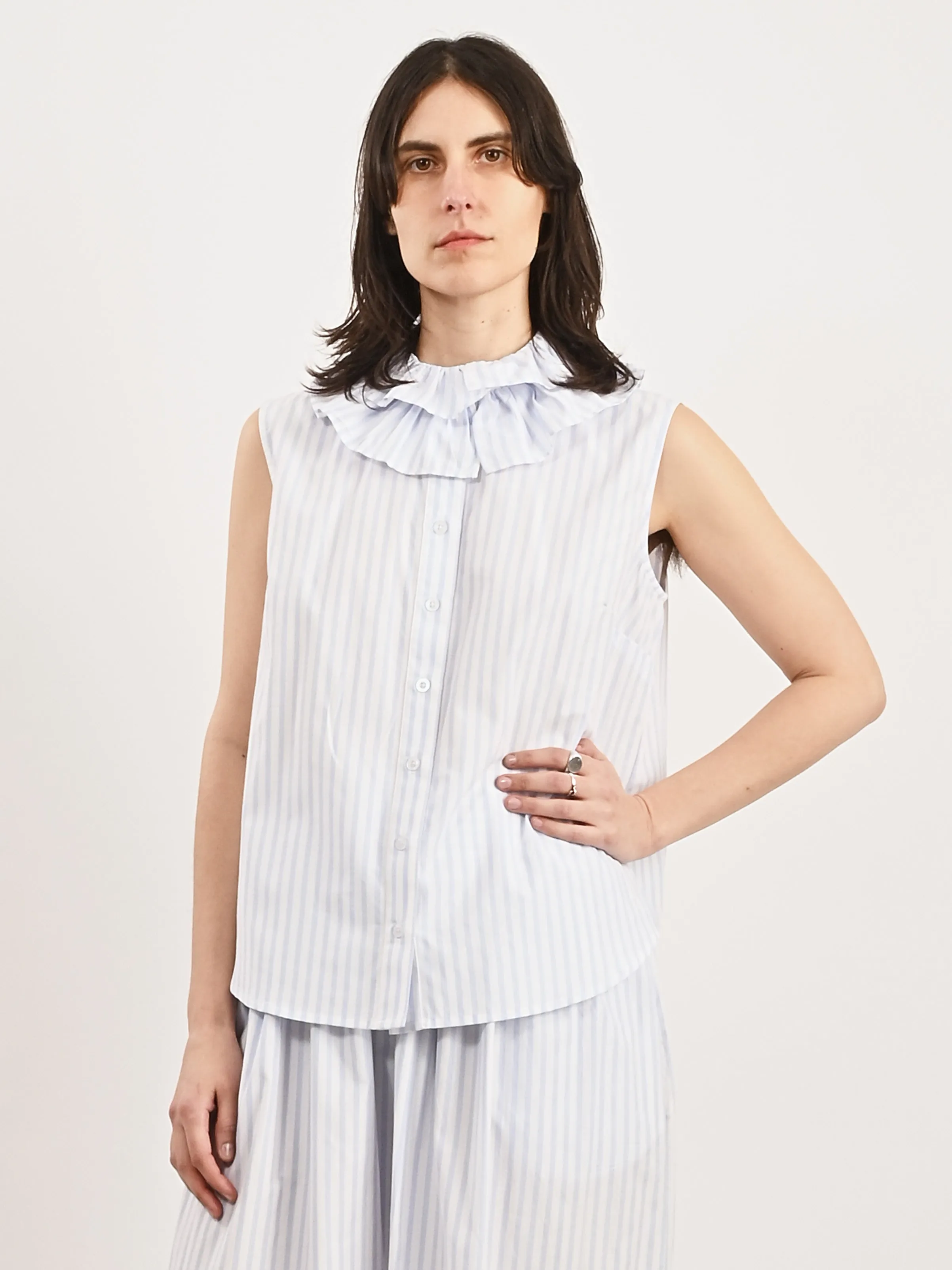 Blue Stripe Apollo Sleeveless Blouse