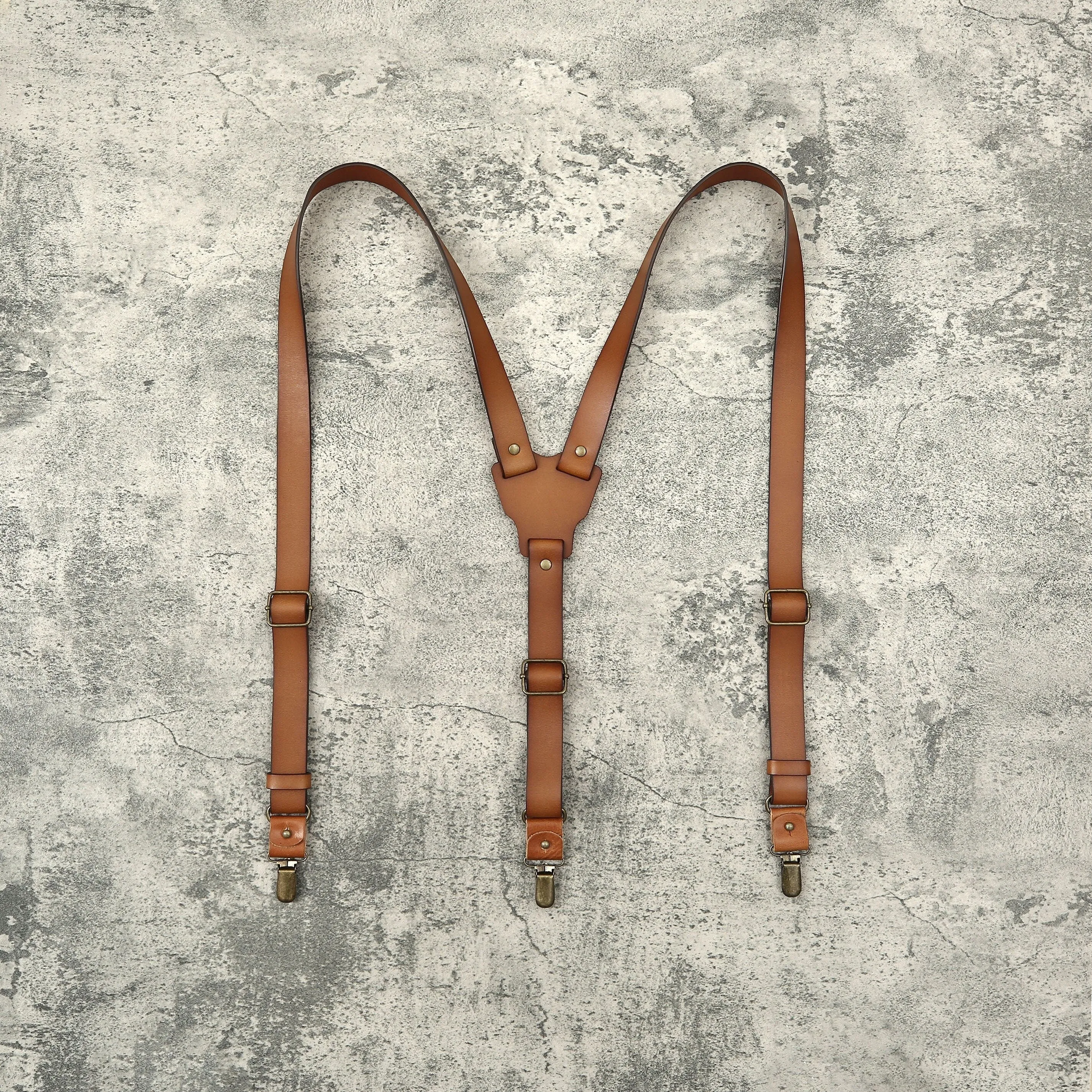 Brown Leather Suspenders, Wedding Suspenders, Mens Suspenders, Groomsmen Suspenders, Rustic Suspenders