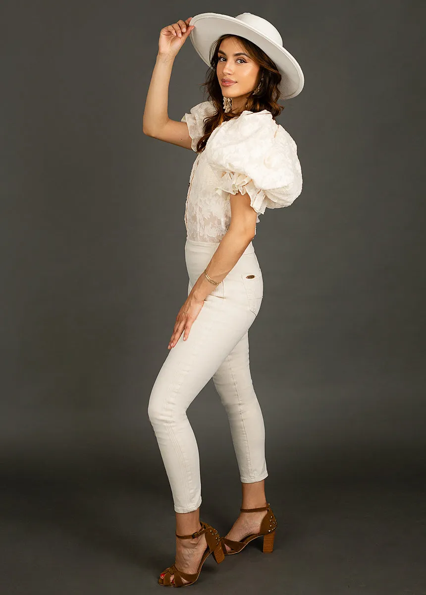 Brytny High-Waisted Denim in Ecru