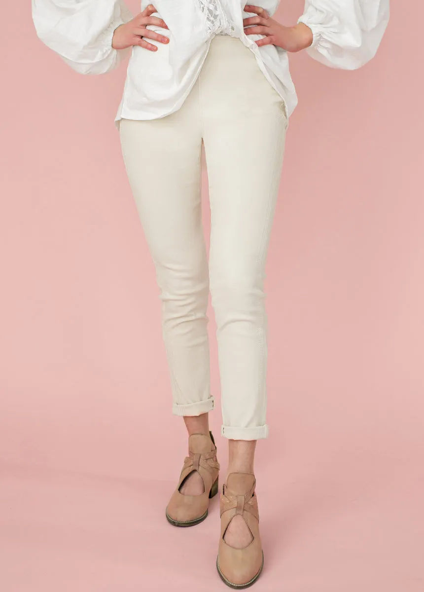 Brytny High-Waisted Denim in Ecru