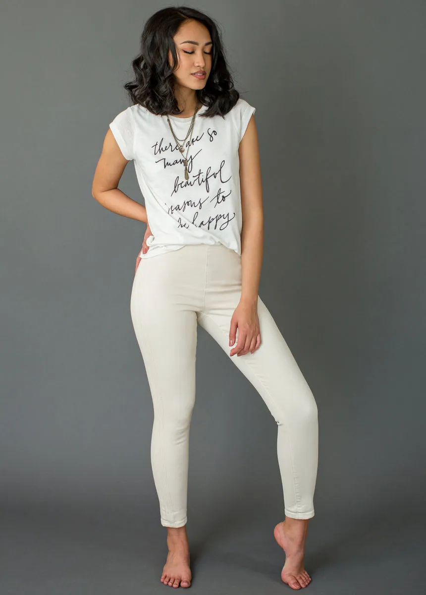 Brytny High-Waisted Denim in Ecru