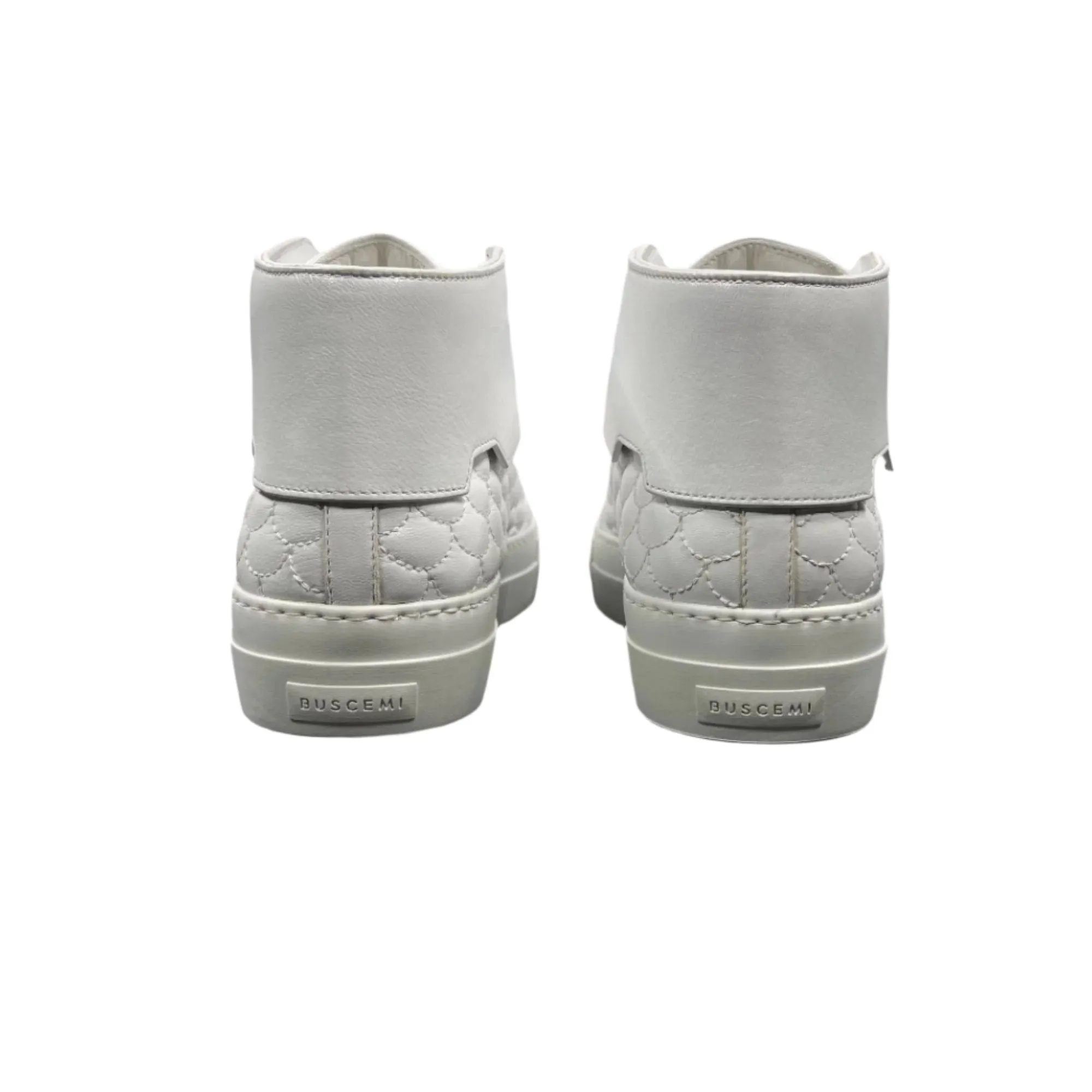 Buscemi Mens 90MM Quilt White Leather Sneakers