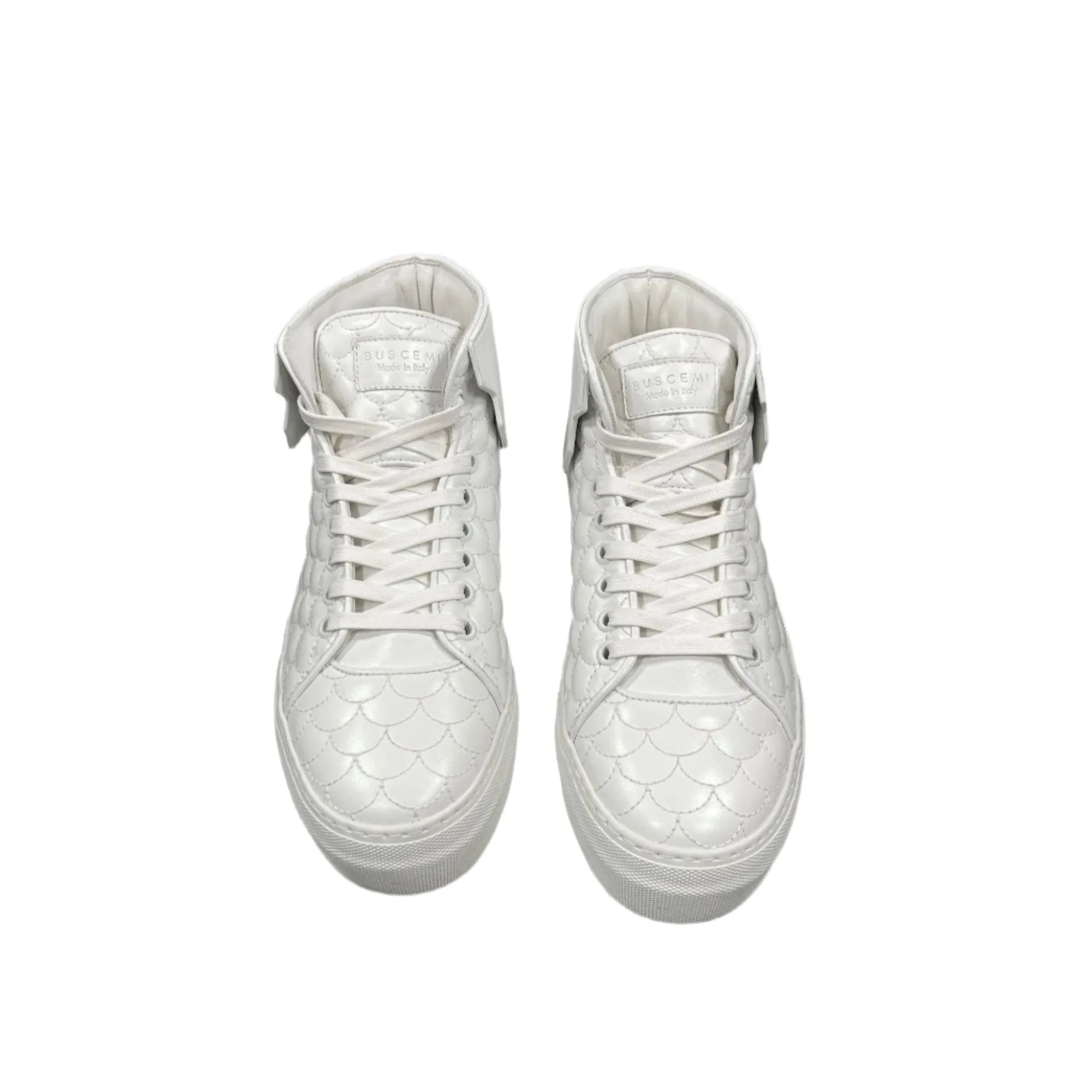 Buscemi Mens 90MM Quilt White Leather Sneakers