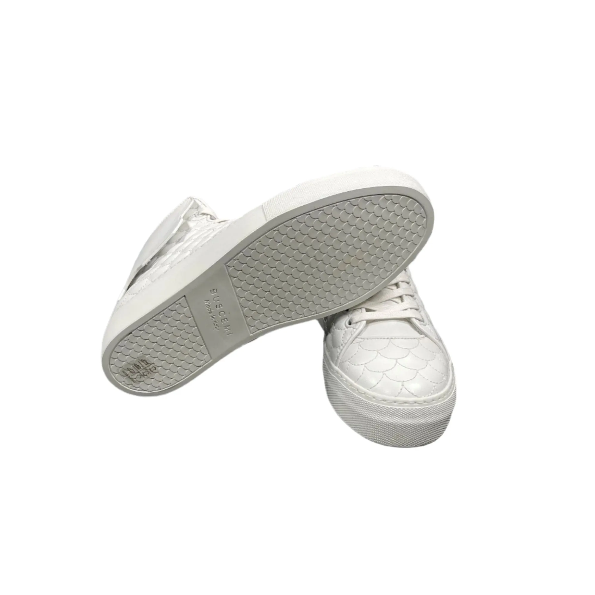 Buscemi Mens 90MM Quilt White Leather Sneakers