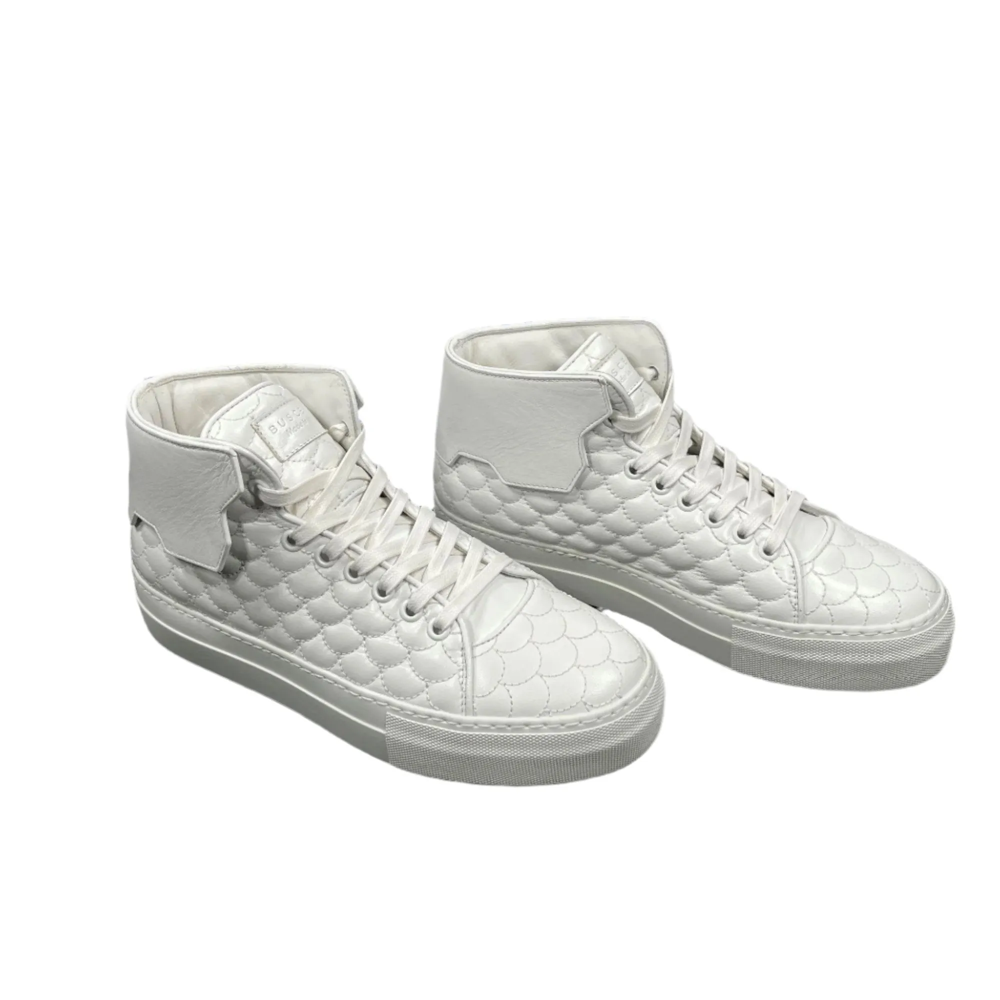 Buscemi Mens 90MM Quilt White Leather Sneakers