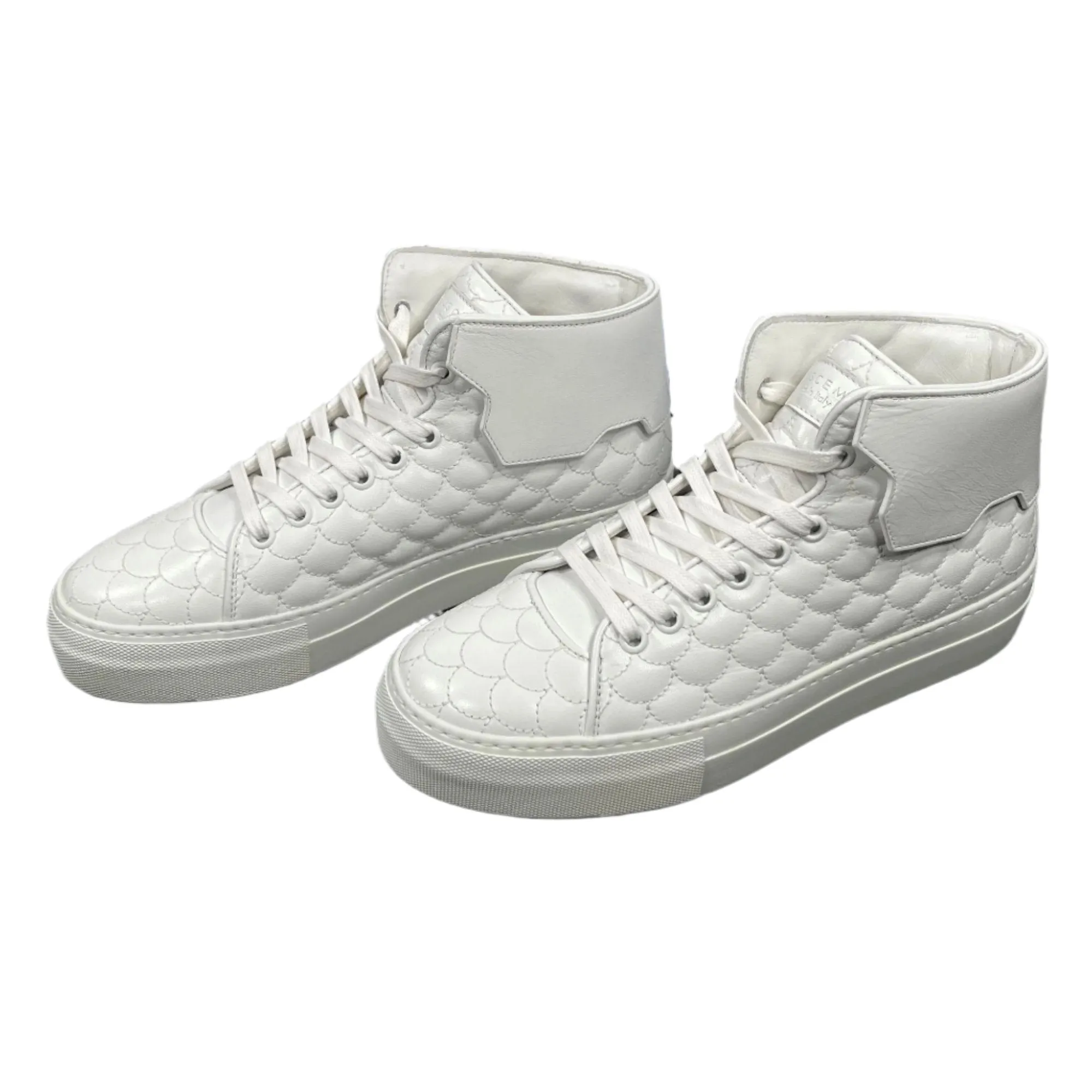 Buscemi Mens 90MM Quilt White Leather Sneakers
