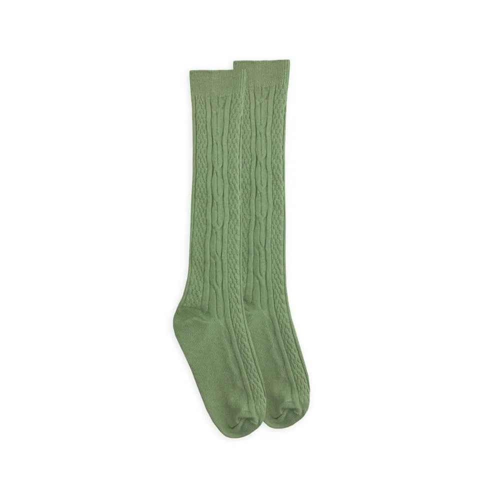 Cable Knee High Socks -- Sage