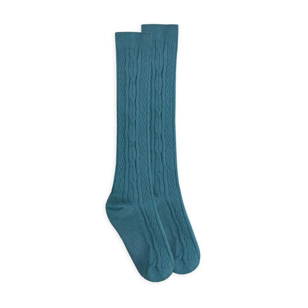Cable Knee High Socks -- Surf