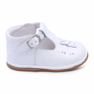 'Carmel' Girls White Patent T-Bar Shoes