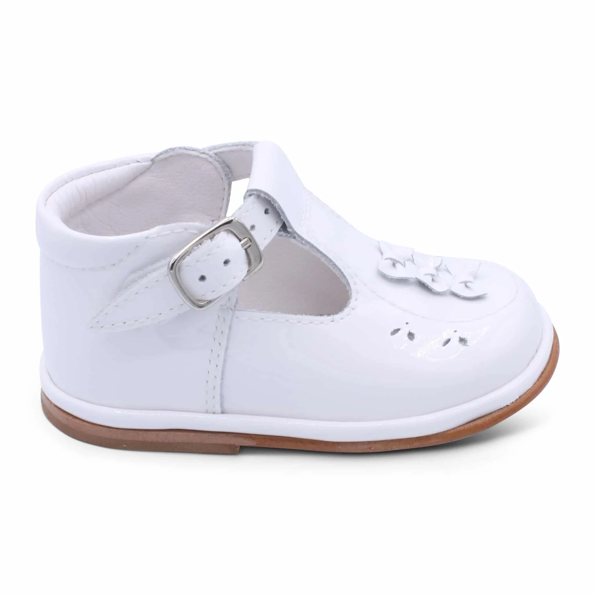 'Carmel' Girls White Patent T-Bar Shoes