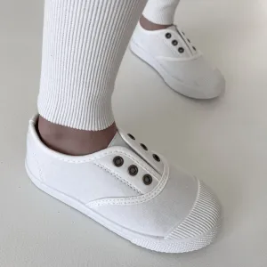 Caro Canvas Pump Shoes with Rubber Sole (White)