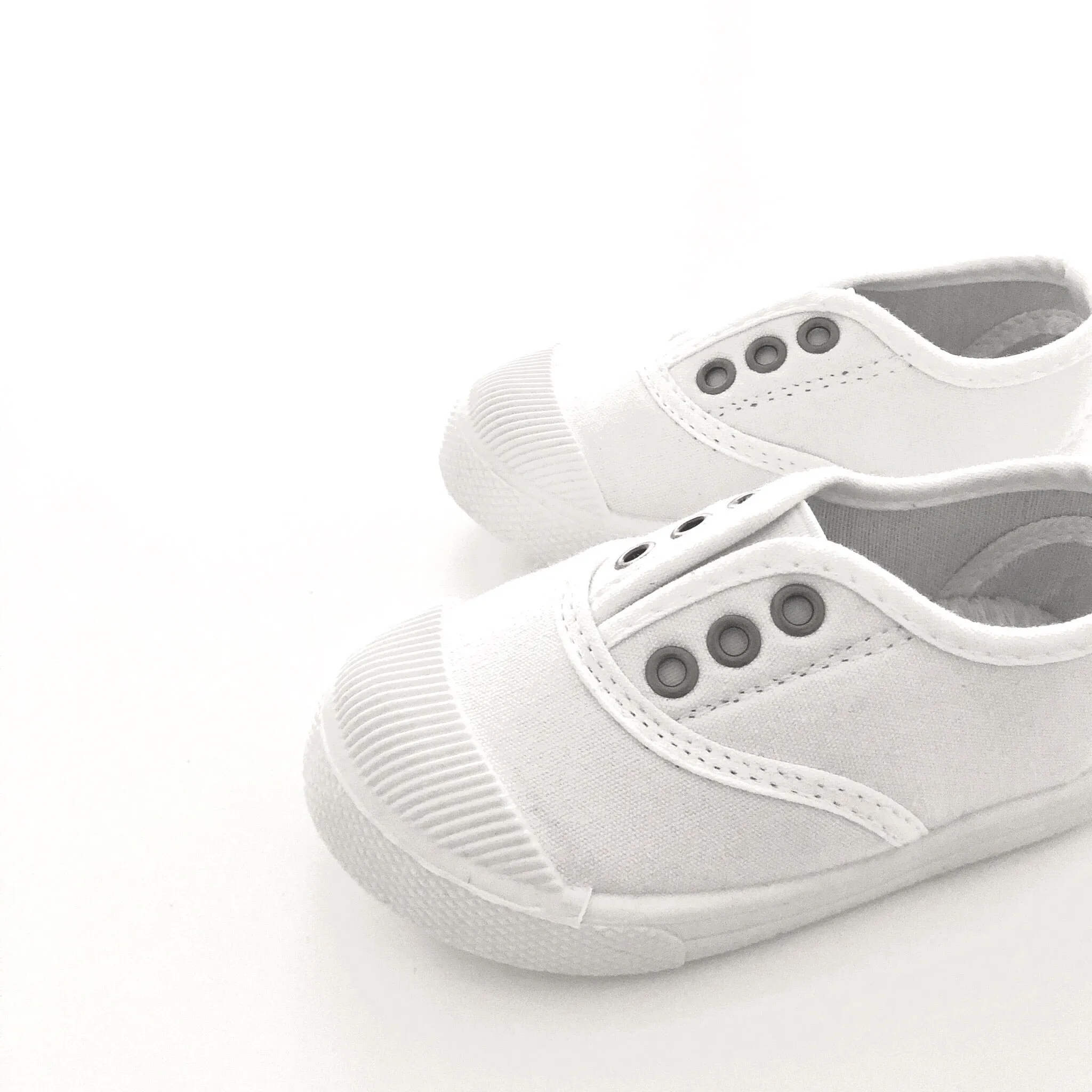 Caro Canvas Pump Shoes with Rubber Sole (White)
