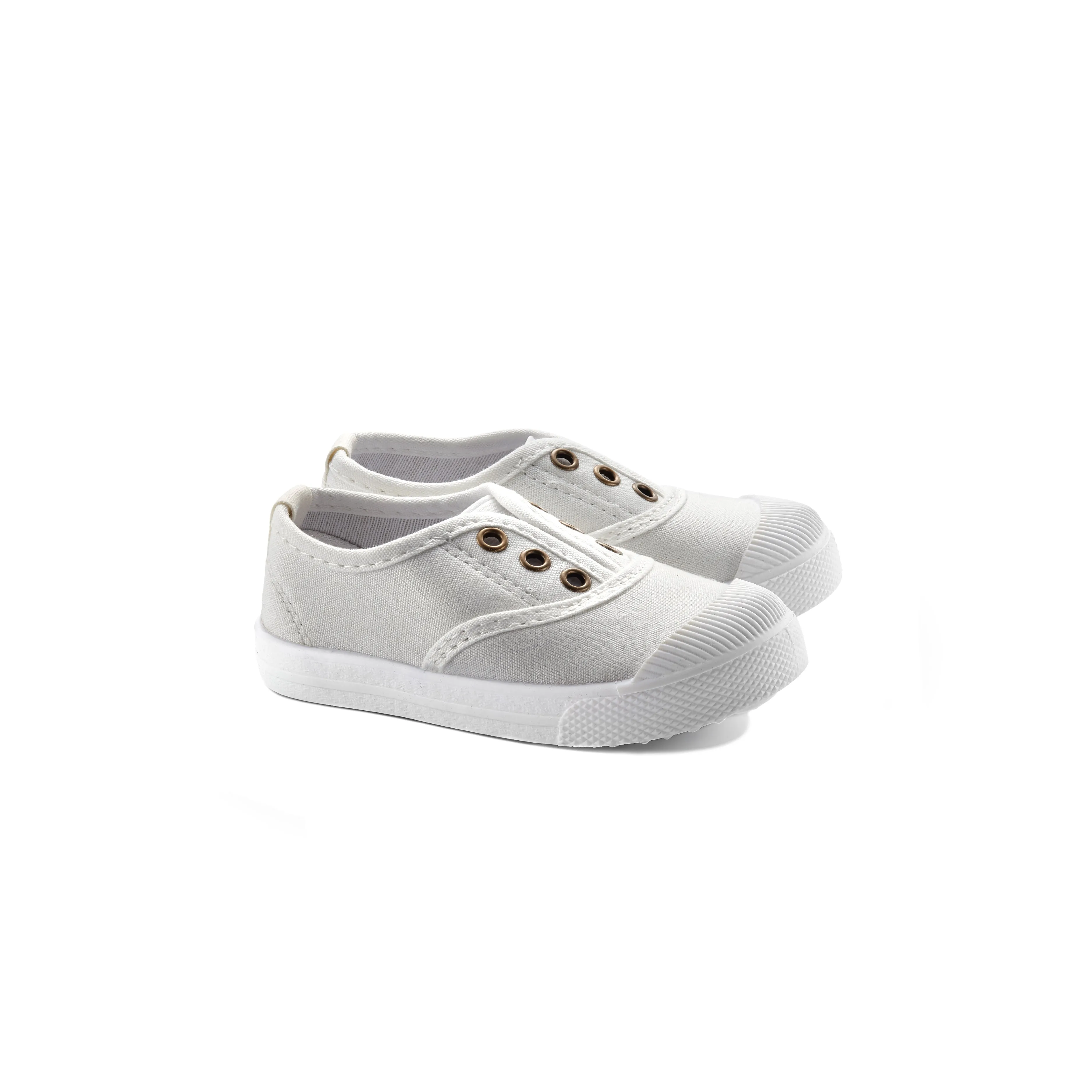 Caro Canvas Pump Shoes with Rubber Sole (White)
