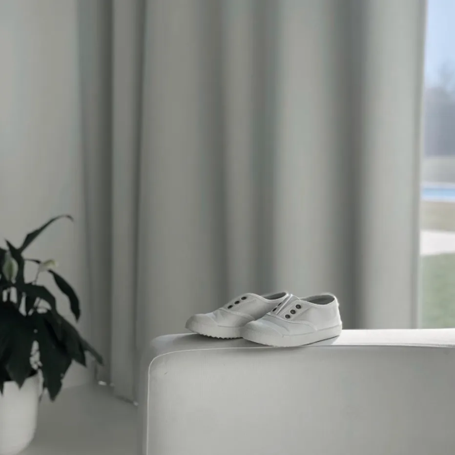 Caro Canvas Pump Shoes with Rubber Sole (White)