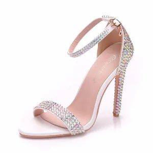 Crystal Queen High Heels Ankle Wrap Gladiator Sandals