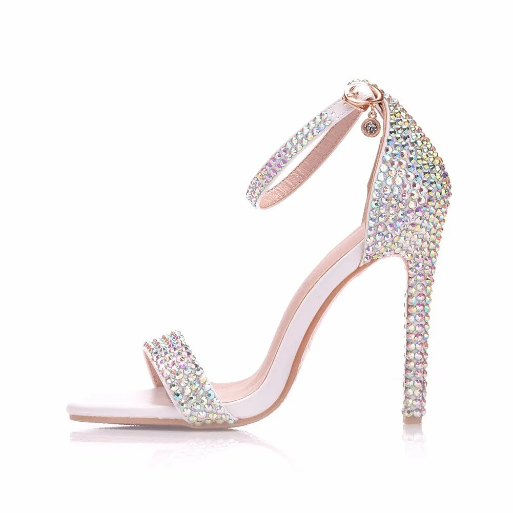 Crystal Queen High Heels Ankle Wrap Gladiator Sandals