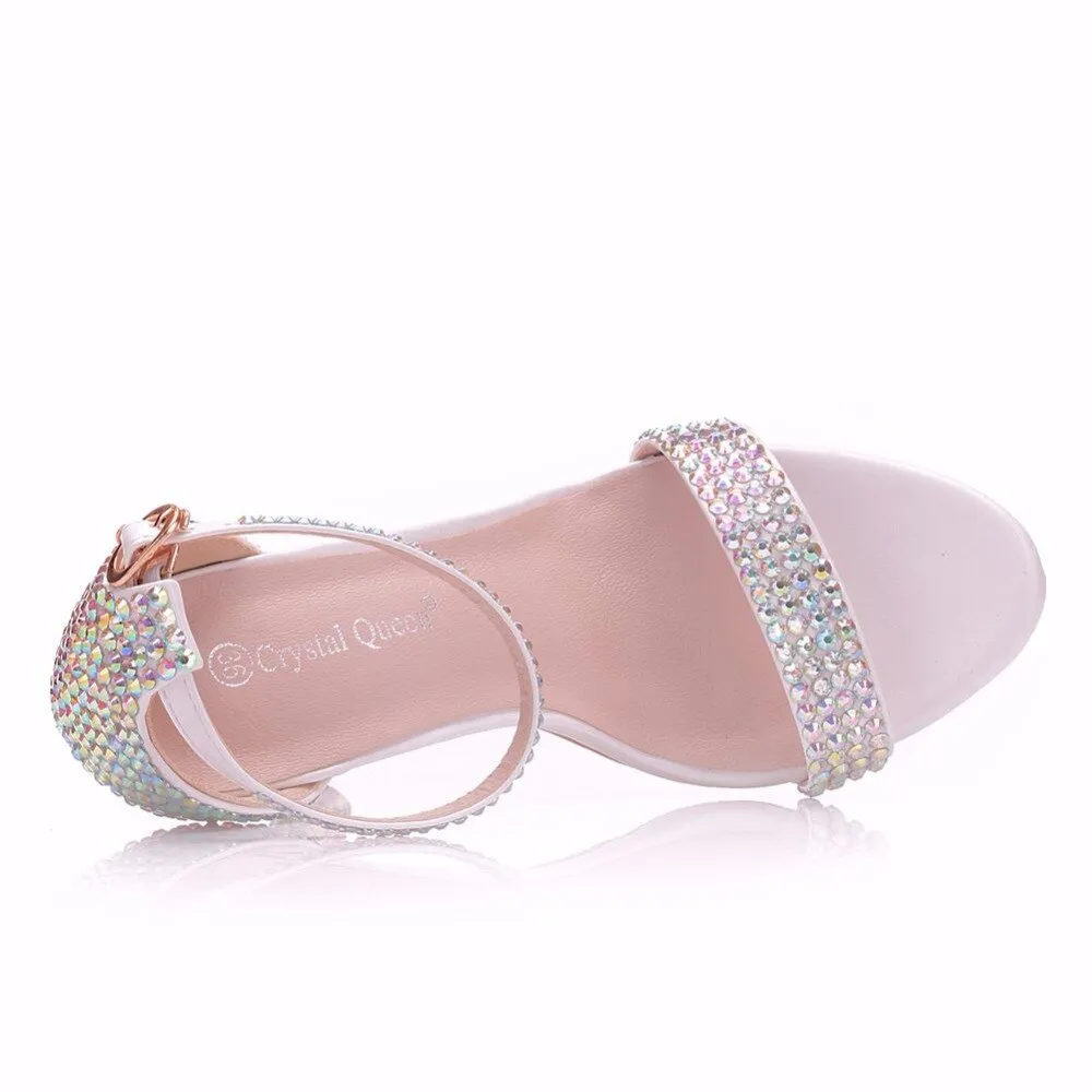 Crystal Queen High Heels Ankle Wrap Gladiator Sandals