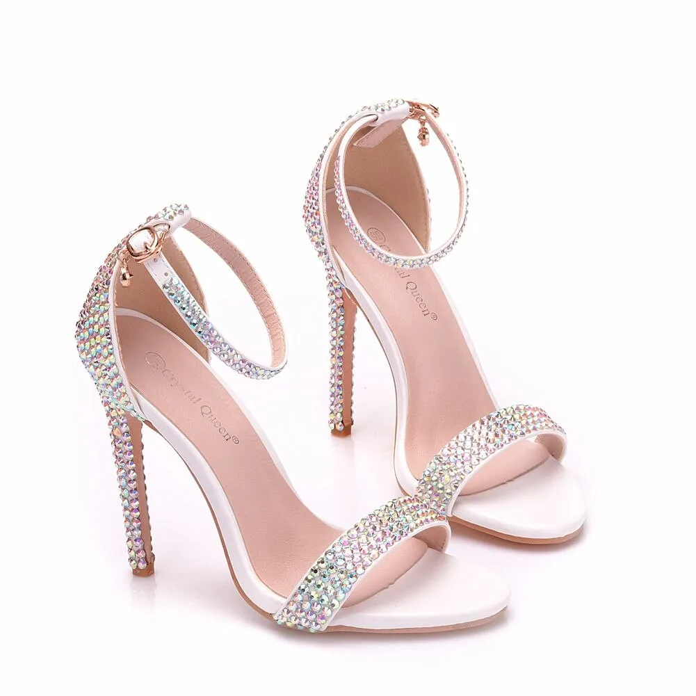 Crystal Queen High Heels Ankle Wrap Gladiator Sandals