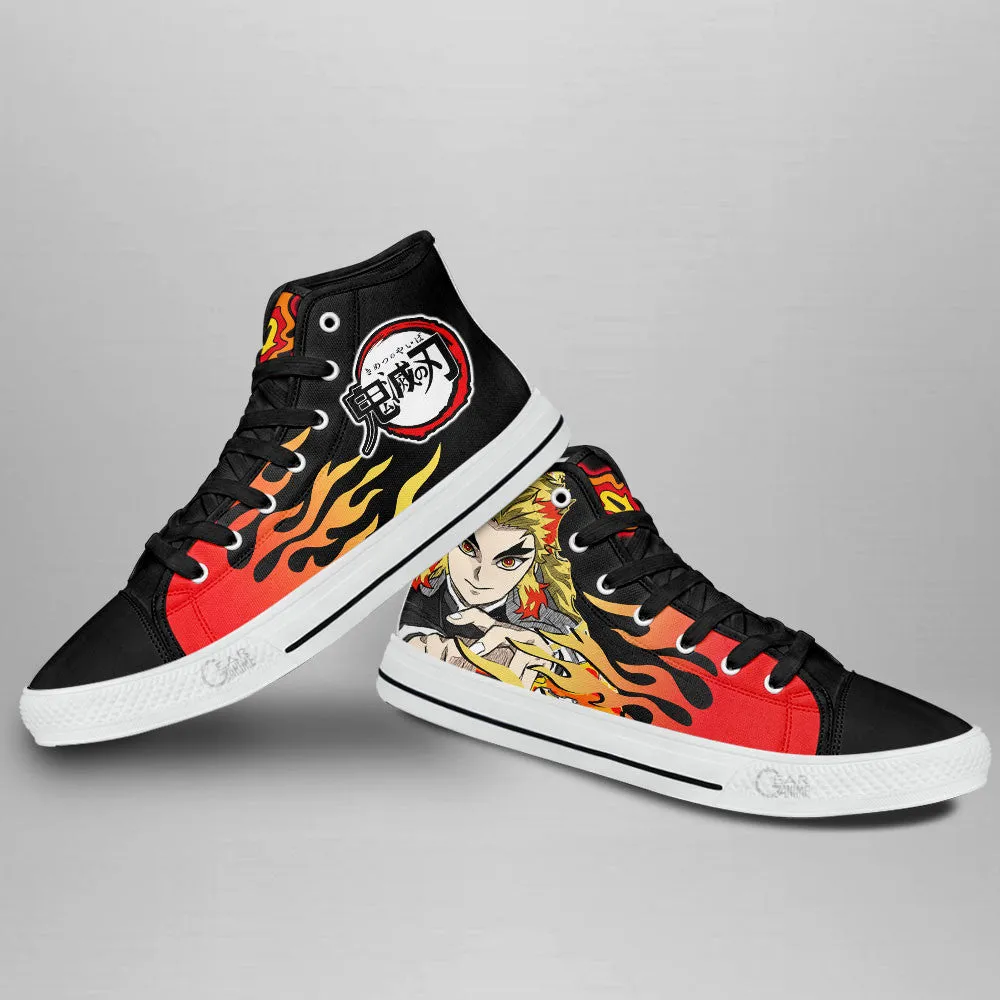 Demon Slayer Shoes Kyojuro Rengoku High Top Shoes Flame NTT090