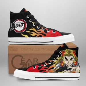 Demon Slayer Shoes Kyojuro Rengoku High Top Shoes Flame NTT090