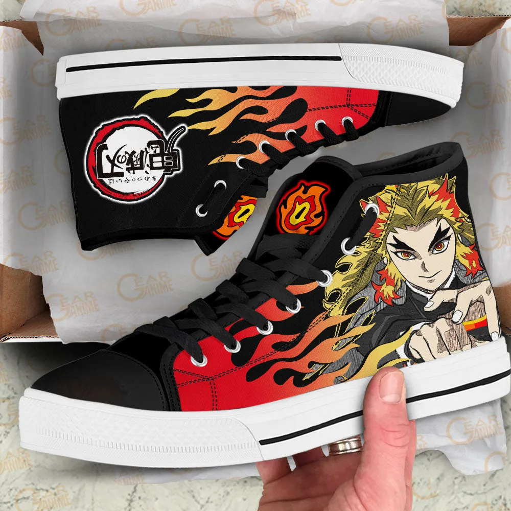 Demon Slayer Shoes Kyojuro Rengoku High Top Shoes Flame NTT090