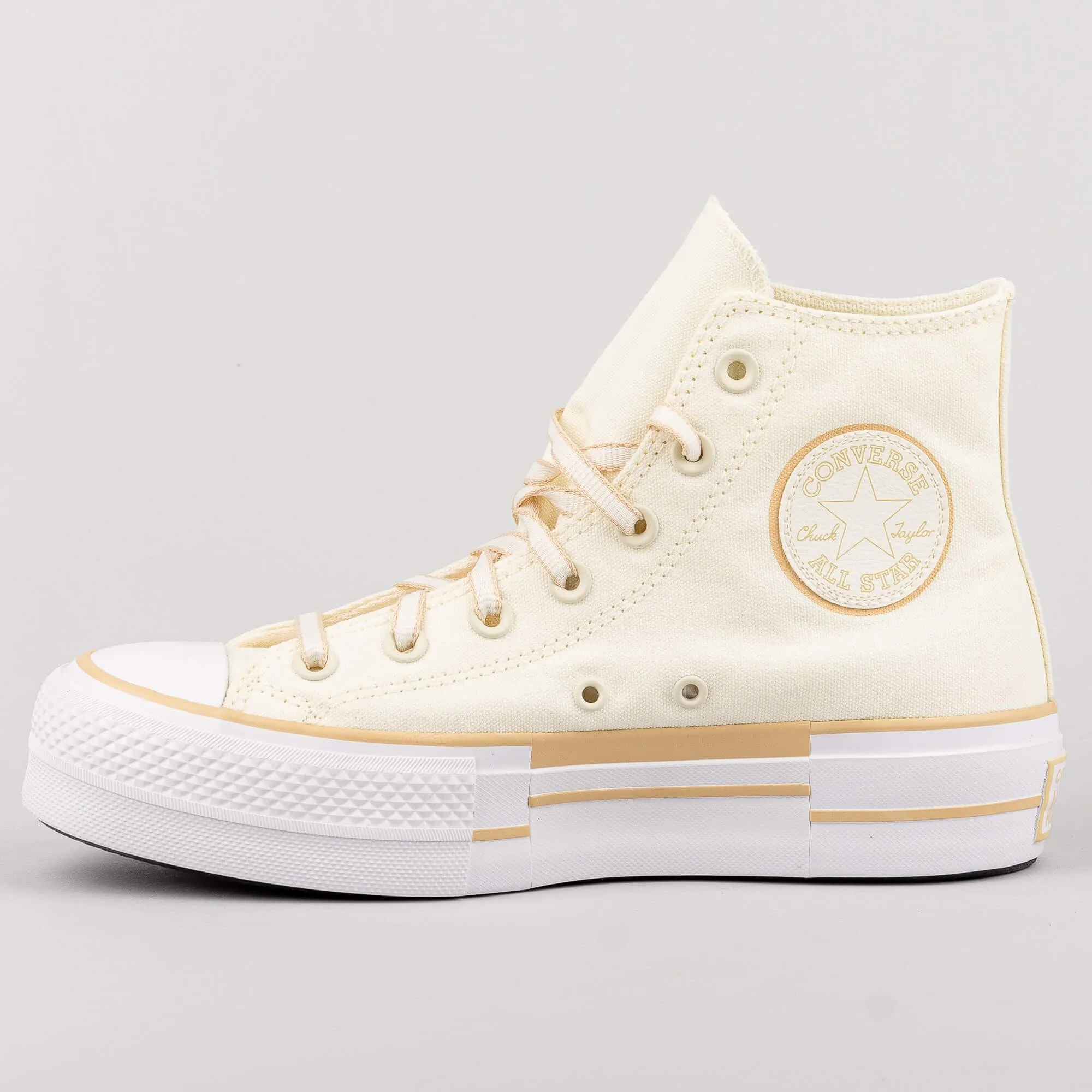 Dámske tenisky Converse Womens Chuck Taylor All Star Lift Outline Sketch High Top Oat Milk/Egret/White