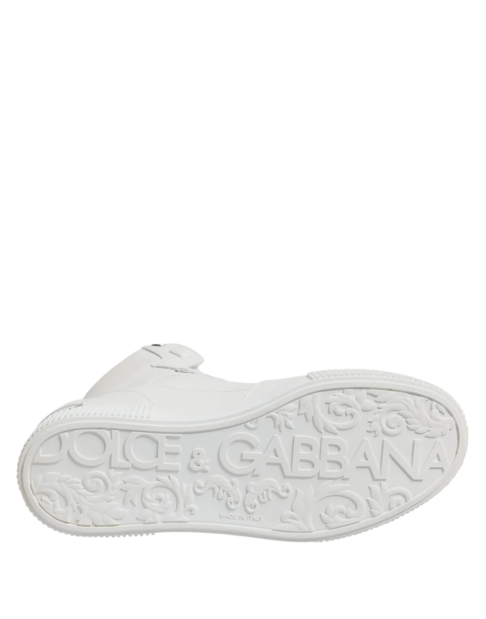 Dolce & Gabbana White Leather High Top Sneakers Shoes