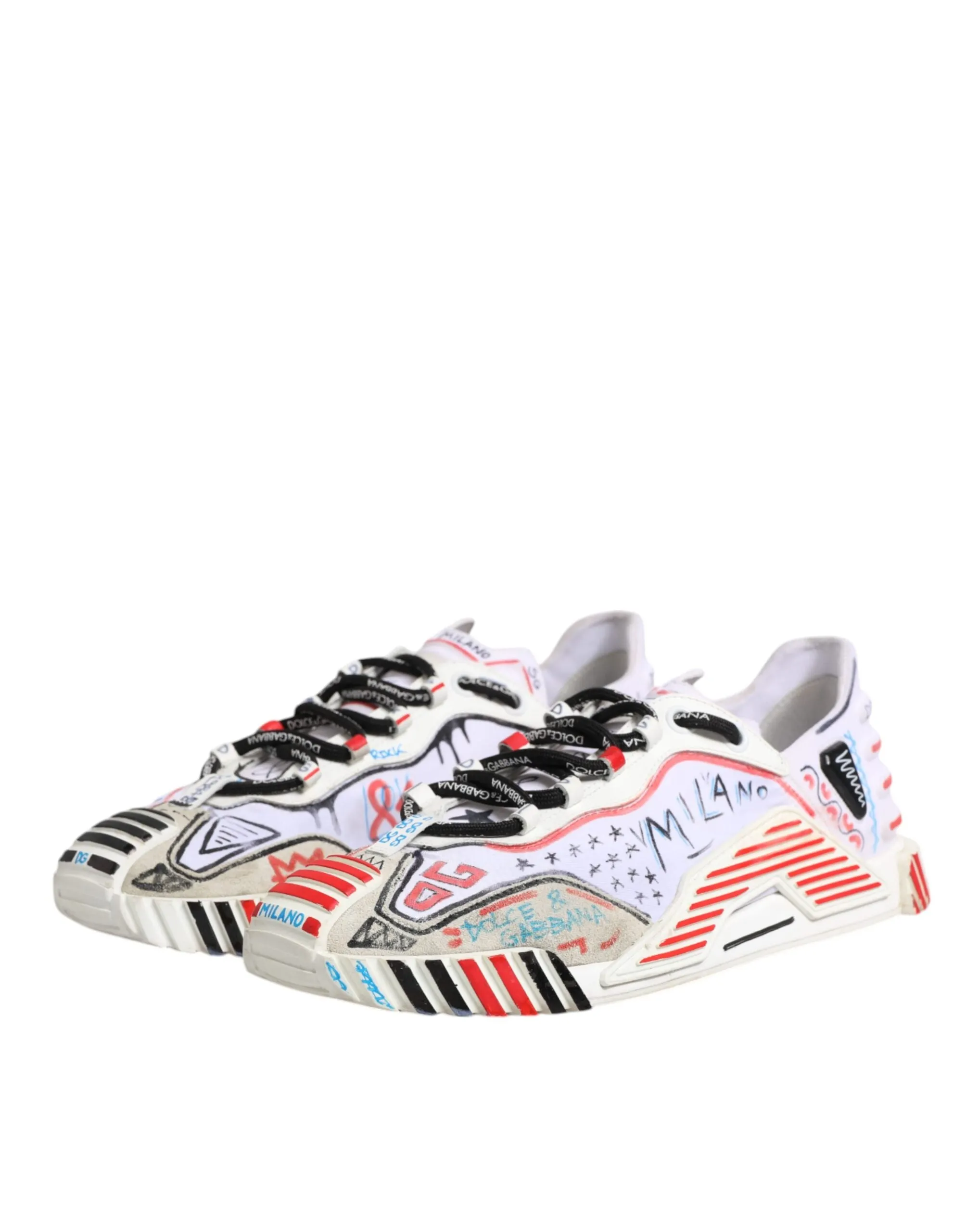 Dolce&Gabbana NS1 Men Multicolor Sneakers Nylon Printed Trainer Shoes Size EU 43