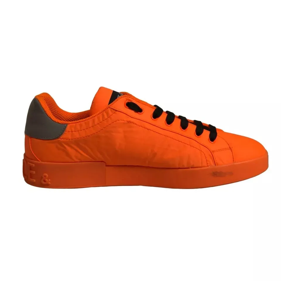 Dolce&Gabbana Portofino Men Orange Sneakers Leather Lace Up Trainer Shoes EUR 45