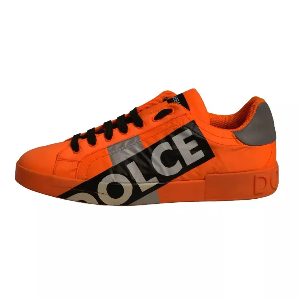 Dolce&Gabbana Portofino Men Orange Sneakers Leather Lace Up Trainer Shoes EUR 45