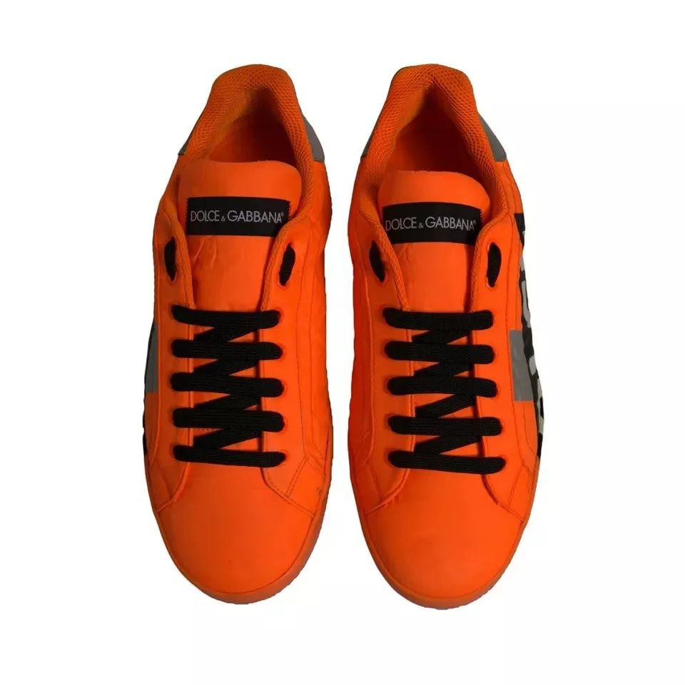 Dolce&Gabbana Portofino Men Orange Sneakers Leather Lace Up Trainer Shoes EUR 45