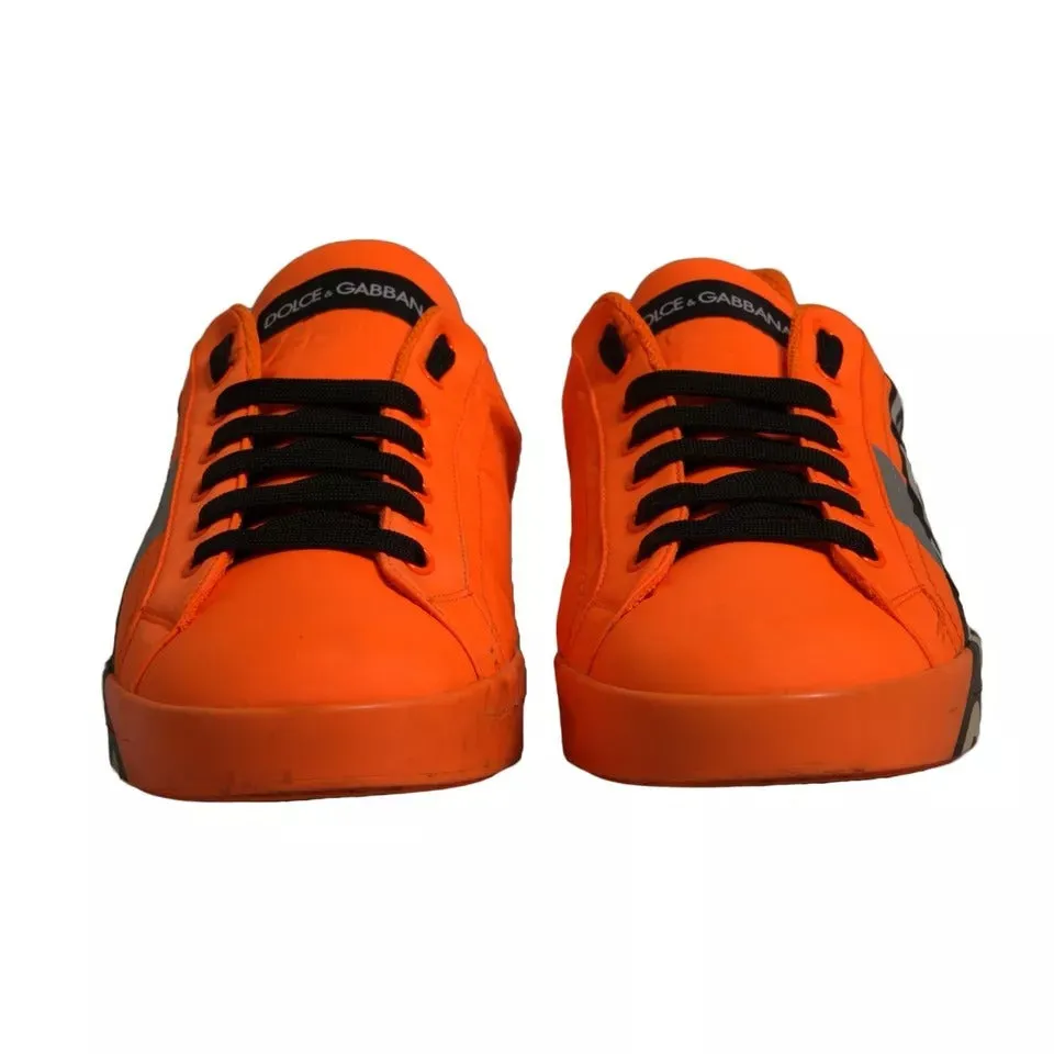 Dolce&Gabbana Portofino Men Orange Sneakers Leather Lace Up Trainer Shoes EUR 45