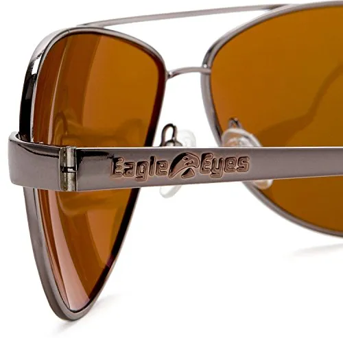 Eagle Eyes Magellan Apollo Gold Sunglasses,Gunmetal Frame/Gold-tone Lens,one size