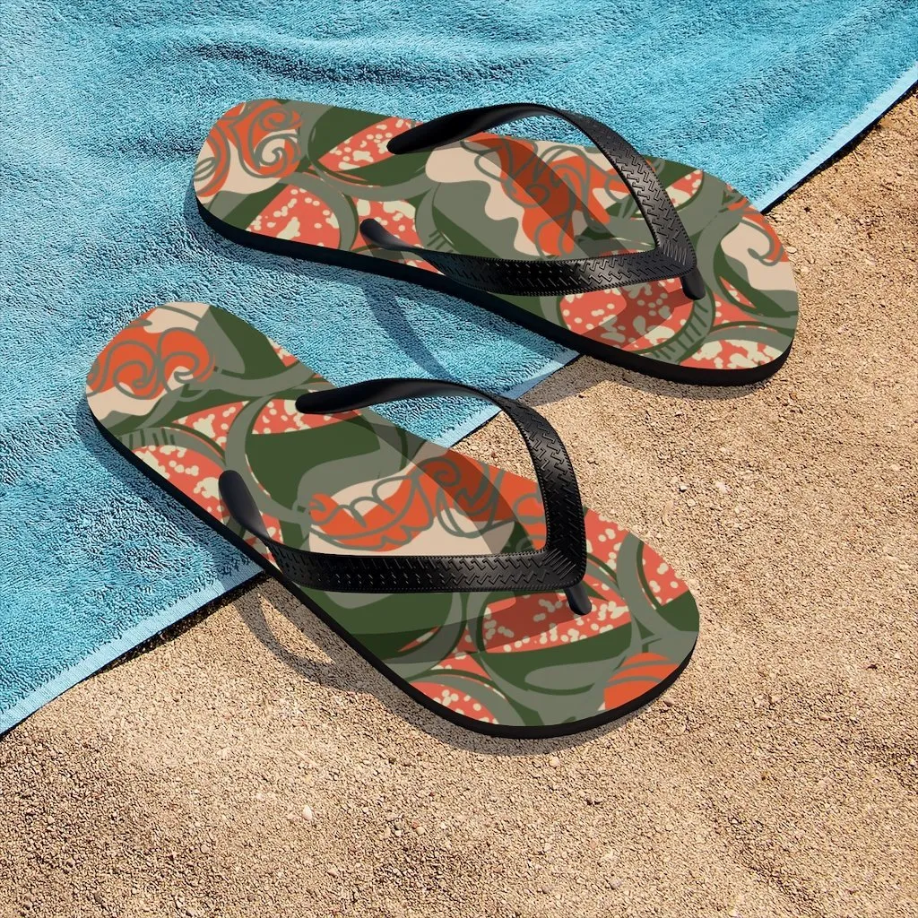 EKO & CO.™ Ankara Print Flip Flops - Coral