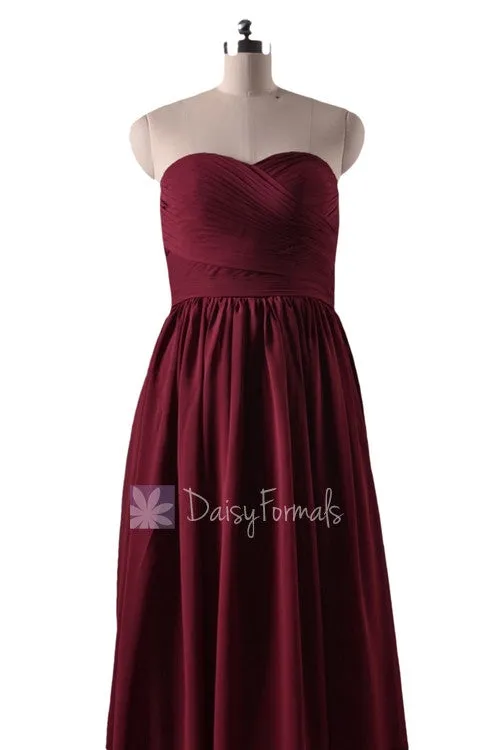 Falu Red Bridal Party Dress Long Sweetheart Red Chiffon Bridesmaid Dress(BM10824L)