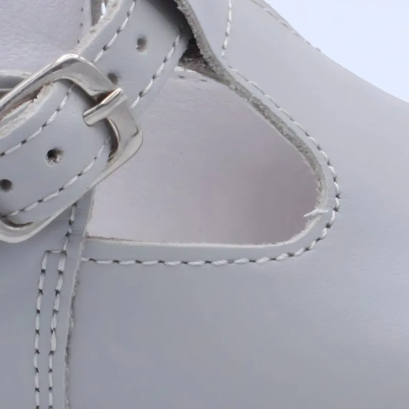 'Fernando' Boys Light Grey Leather T-Bar Shoes