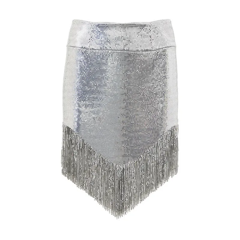 Fully Sequined Fringe Top and Skirt Set